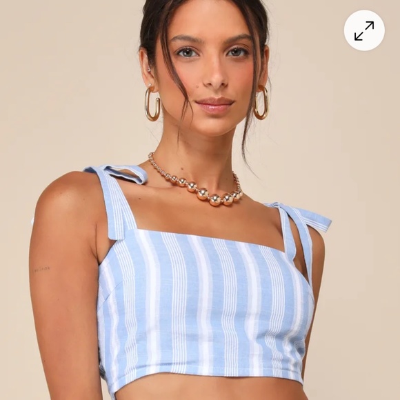 Lulus Cheerful Season Ivory Striped Two-piece Midi Dress With Pockets White NWT - Picture 8 of 10